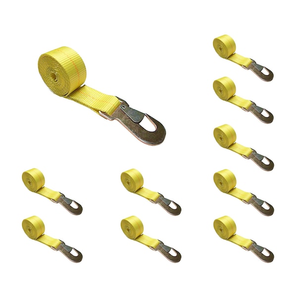 2" x 10' Wheel Lasso Lift Strap w/ Flat Snap Hook Tow Dolly , 10PK